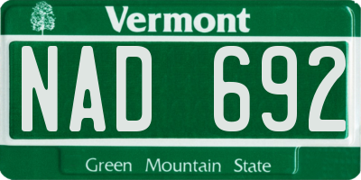VT license plate NAD692