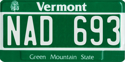 VT license plate NAD693