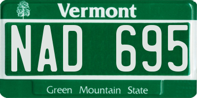 VT license plate NAD695