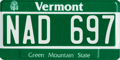 VT license plate NAD697