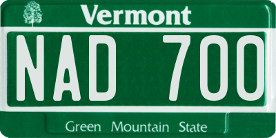 VT license plate NAD700