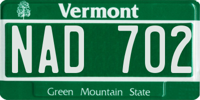 VT license plate NAD702