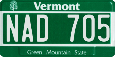 VT license plate NAD705