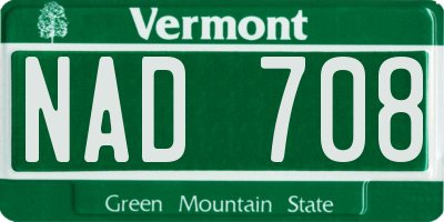 VT license plate NAD708