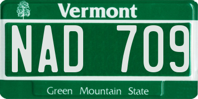 VT license plate NAD709