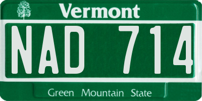 VT license plate NAD714