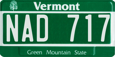 VT license plate NAD717