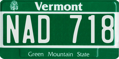 VT license plate NAD718