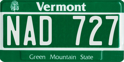 VT license plate NAD727