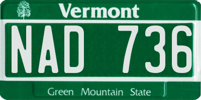 VT license plate NAD736