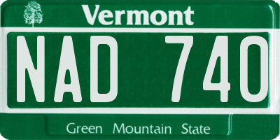 VT license plate NAD740