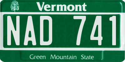 VT license plate NAD741