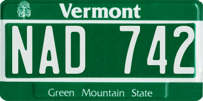 VT license plate NAD742