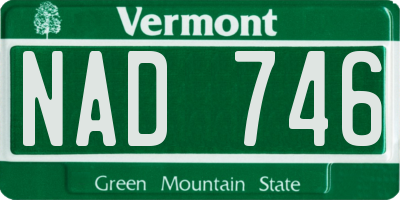 VT license plate NAD746