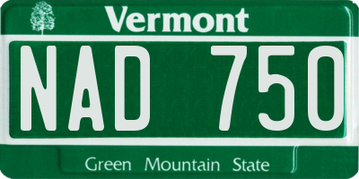 VT license plate NAD750