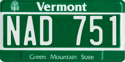 VT license plate NAD751