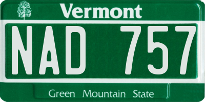 VT license plate NAD757