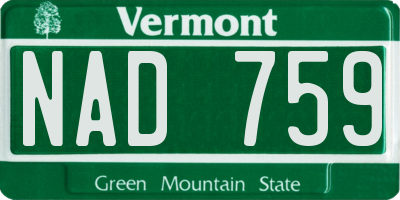 VT license plate NAD759
