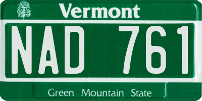 VT license plate NAD761