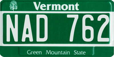 VT license plate NAD762