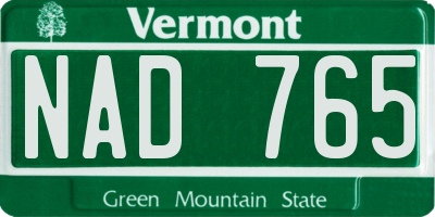 VT license plate NAD765