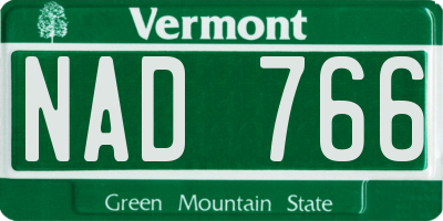 VT license plate NAD766