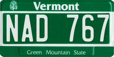 VT license plate NAD767