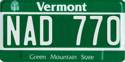 VT license plate NAD770