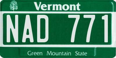 VT license plate NAD771