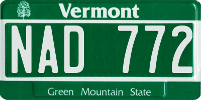 VT license plate NAD772