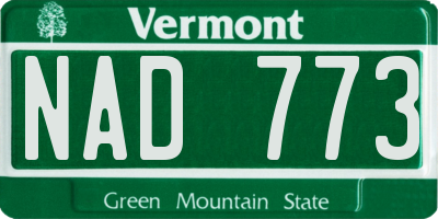 VT license plate NAD773