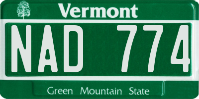 VT license plate NAD774