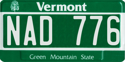 VT license plate NAD776