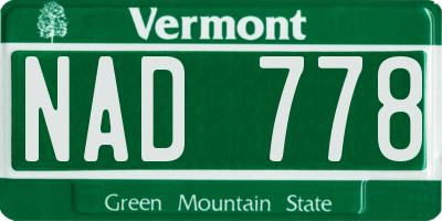 VT license plate NAD778