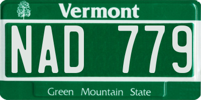 VT license plate NAD779