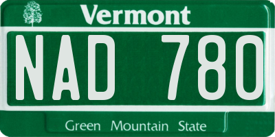 VT license plate NAD780