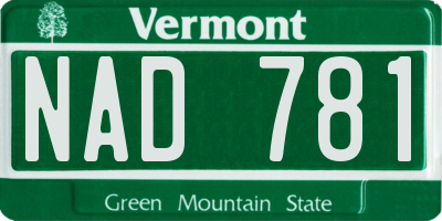 VT license plate NAD781