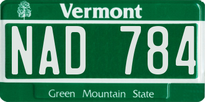 VT license plate NAD784