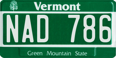 VT license plate NAD786