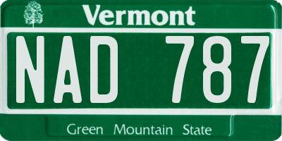 VT license plate NAD787