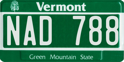 VT license plate NAD788