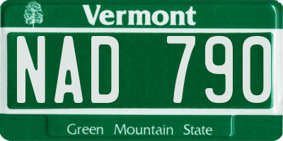 VT license plate NAD790