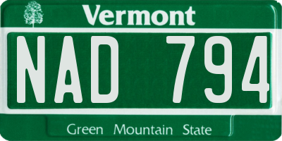 VT license plate NAD794