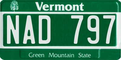 VT license plate NAD797