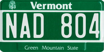 VT license plate NAD804