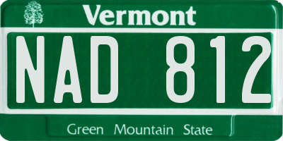 VT license plate NAD812