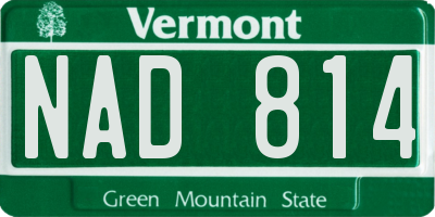 VT license plate NAD814