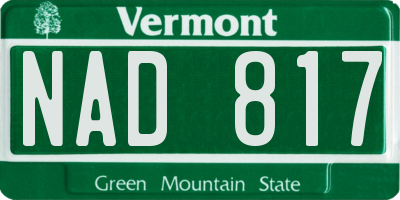 VT license plate NAD817