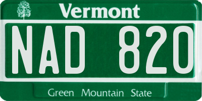 VT license plate NAD820
