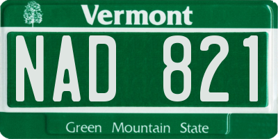 VT license plate NAD821